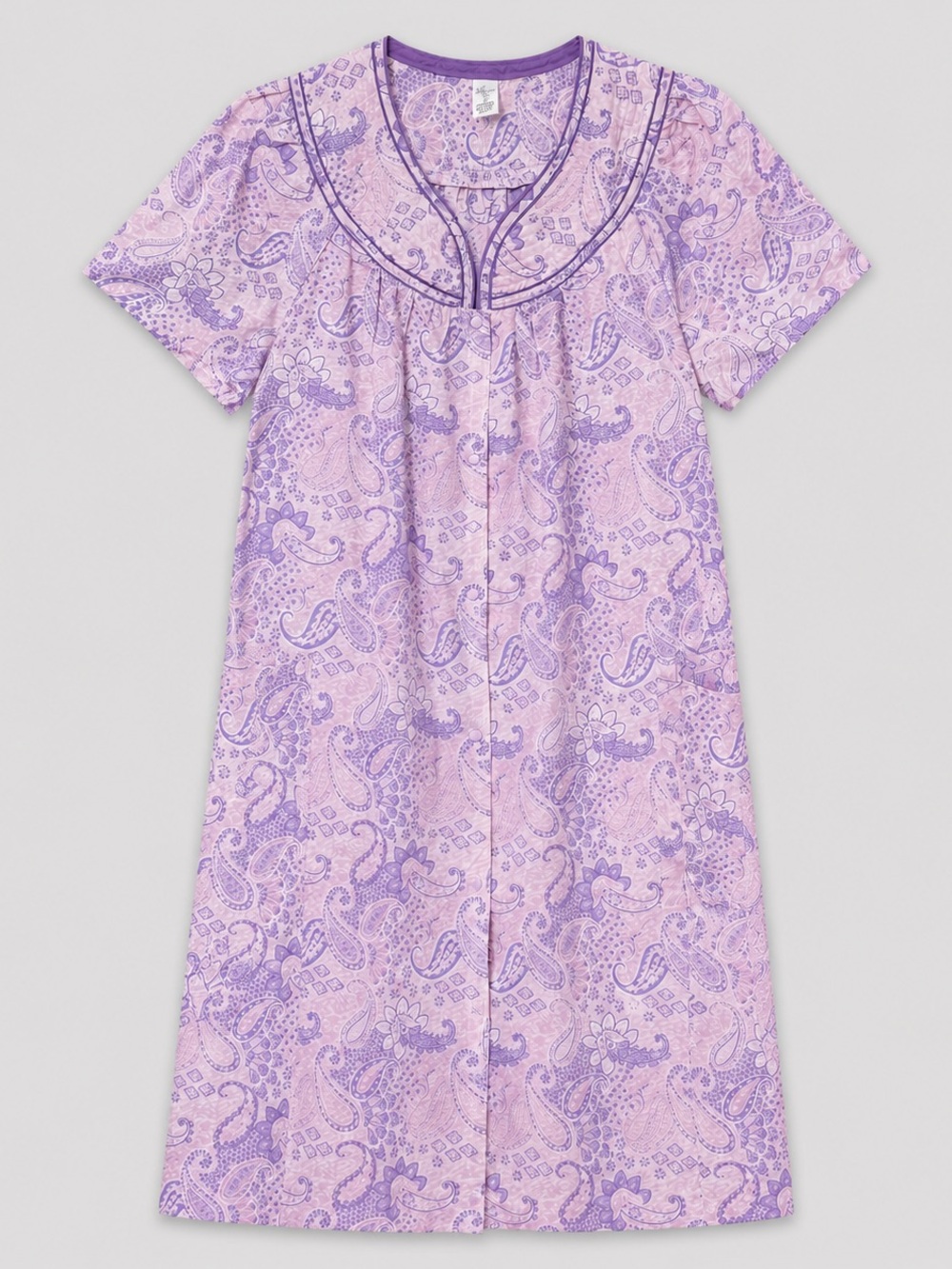 Lissome Lounge Women’s 2X Purple Paisley Button Front Nightgown Lounger New